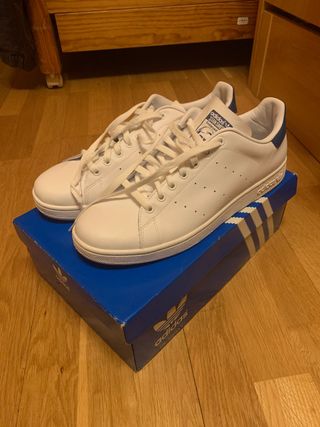 Zapatillas Adidas Stan Smith blanco\/azul 48 2\/3 de segunda mano ... جيمانجا Zapatillas Adidas Stan Smith blanco\/azul 48 2\/3 de segunda mano ... جيمانجا
