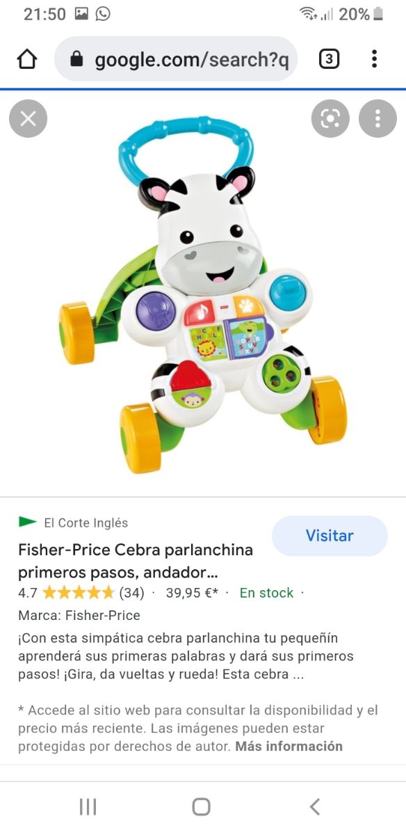 Correpasillos/andador Cebra Fisher Price