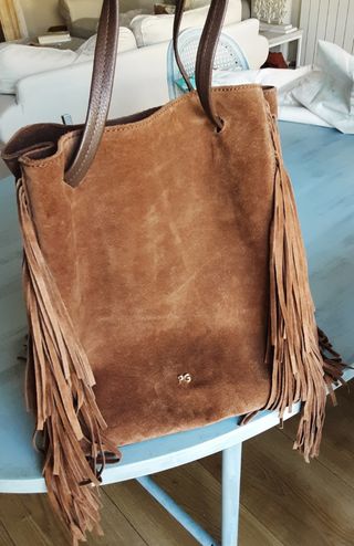 Bolso ante marron flecos Purificación garcia nuevo de segunda mano por 70  EUR en Zaragoza en WALLAPOP