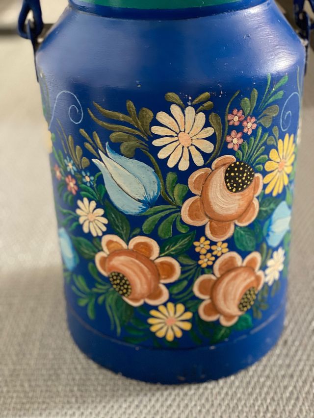 LECHERA ANTIGUA PINTADA A MANO