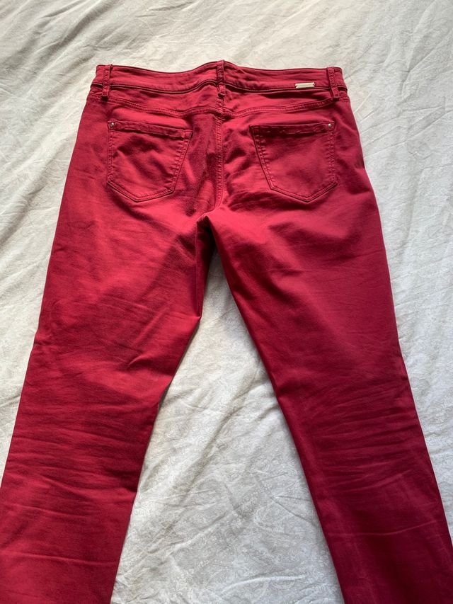 Pantalon mujer skinny fit rojo massimo dutti