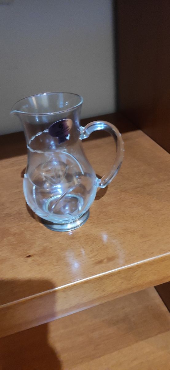 Jarra de cristal de bohemia y pie de plata