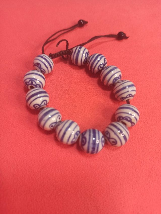 Pulsera vintage cuentas cerámica nueva