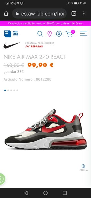 NIKE AIR MAX 270 REACT NUEVAS A ESTRENAF de segunda mano por 69 EUR en Sant  Boi de Llobregat en WALLAPOP