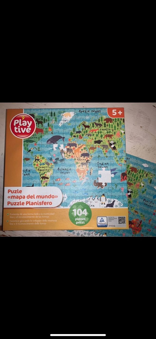 Puzzle mapa mundo animales 