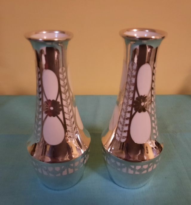 2 JARRON PORCELANA VINTAGE. FLORERO ART DECO.