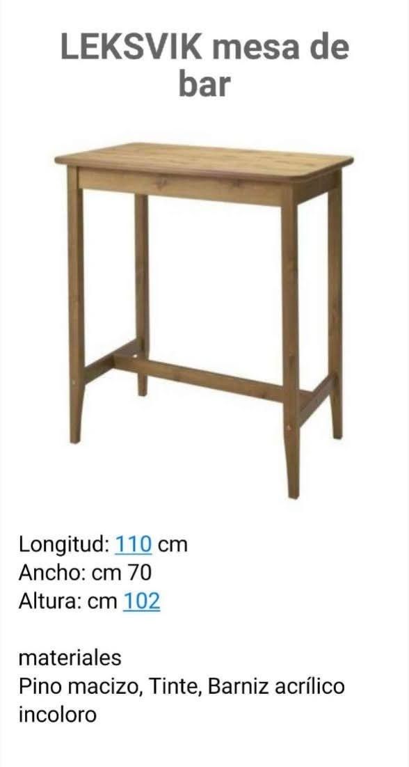 Mesa alta de Ikea LEKSVIC.