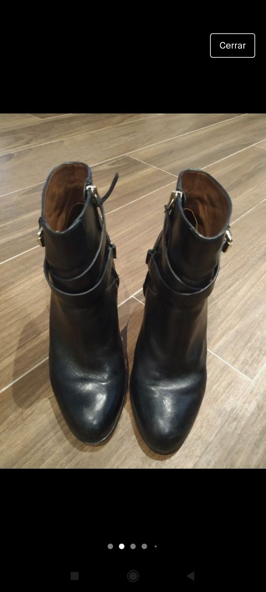 Botas, botines piel negras Massimo Dutti. Talla 39