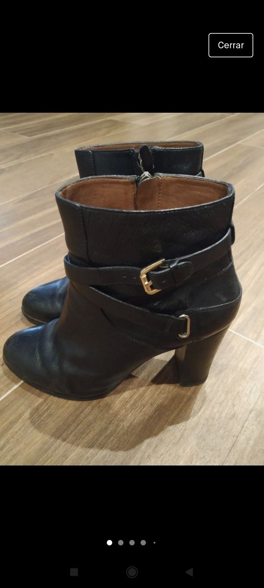 Botas, botines piel negras Massimo Dutti. Talla 39