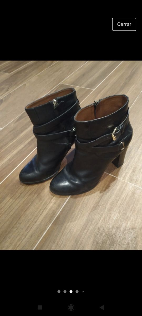 Botas, botines piel negras Massimo Dutti. Talla 39