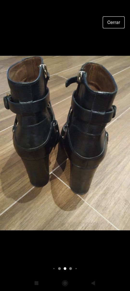 Botas, botines piel negras Massimo Dutti. Talla 39