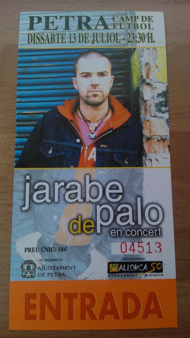 Entrada concierto JARABE de PALO 2002 Pau Donés