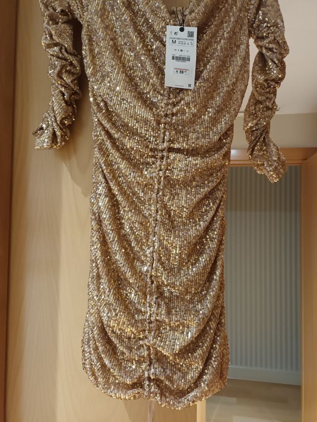 Vestido de fiesta sin estrenar Zara color champagn