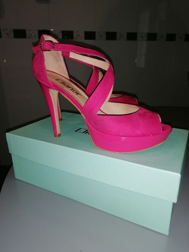 Zapato peep toes fucsia