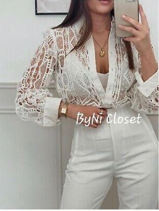 Camisa crochet con lino blanca Zara nueva (S) de segunda mano por 25,95 EUR  en Madrid en WALLAPOP