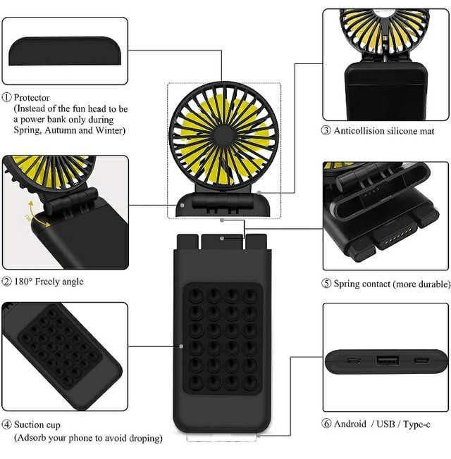 Ventilador Portátil con batería 10000mAh incluida