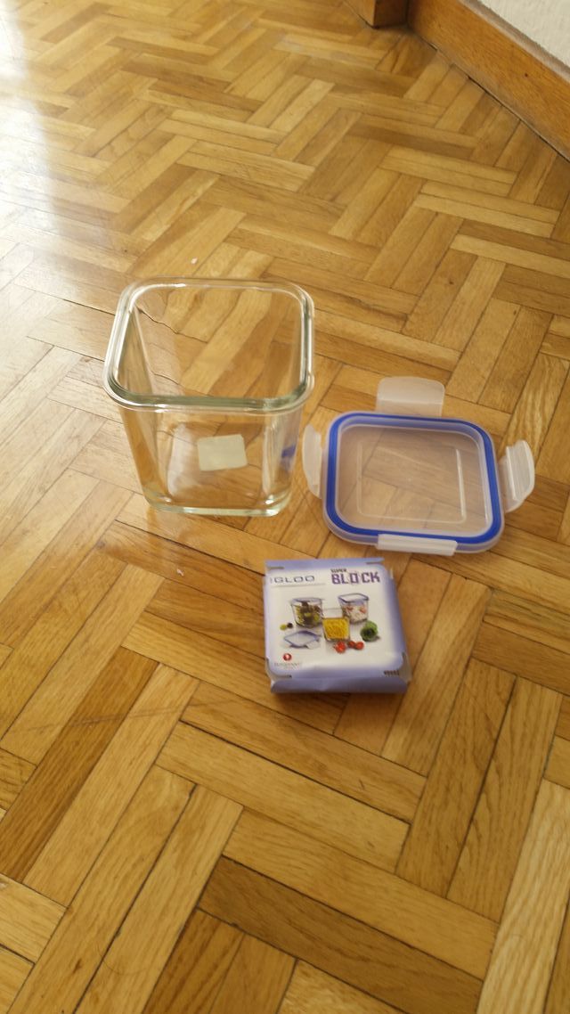 tupper de cristal hermético cuadrado sin uso