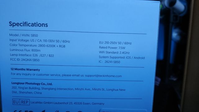 Pack 2 bombillas teckin inteligentes WIFI