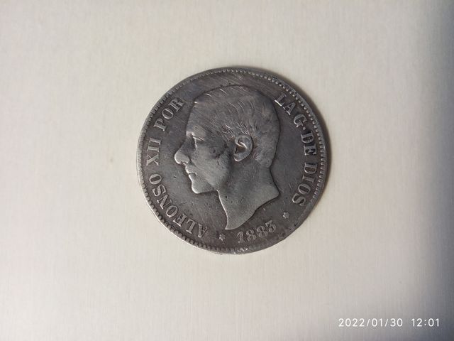 5 pesetas plata 1883