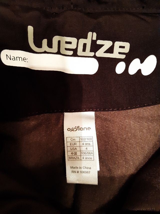 Pantalón nieve 4-6 años ajustable altura Decathlon