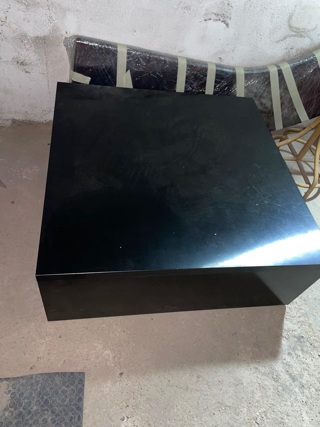 Mesa negra salón comedor 110x110cm 42cm altura