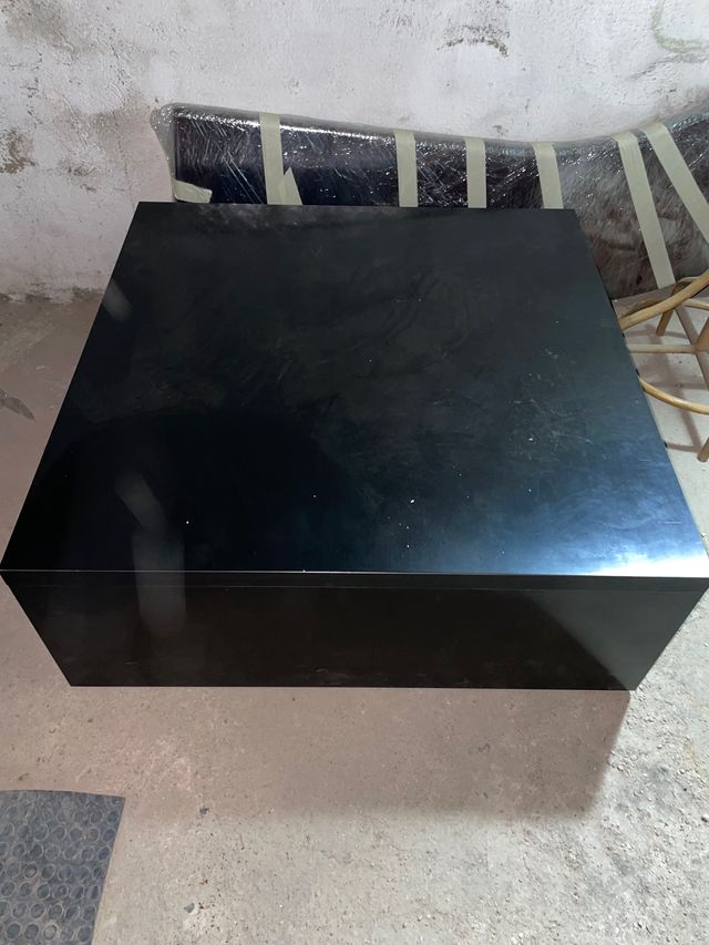 Mesa negra salón comedor 110x110cm 42cm altura