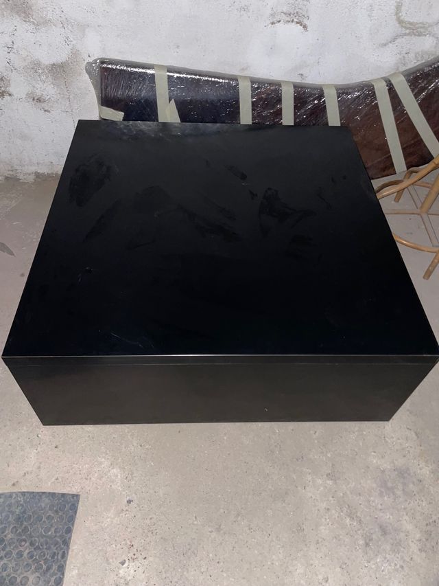 Mesa negra salón comedor 110x110cm 42cm altura