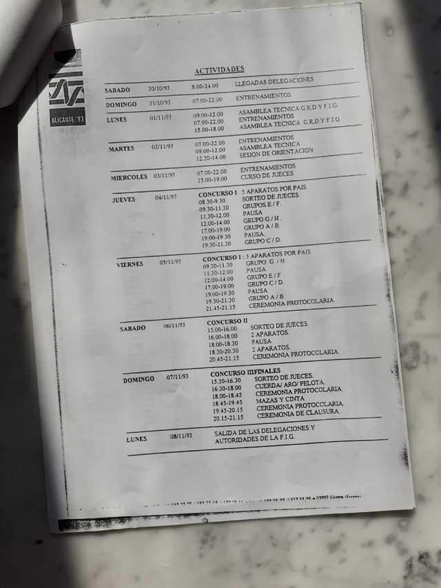 Pegatina+programa mundial rítmica Alicante 93