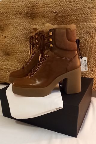 Botas y Botines | Botín plataforma piel hebilla MARRON | Uterqüe Mujer –  Mdm Wong