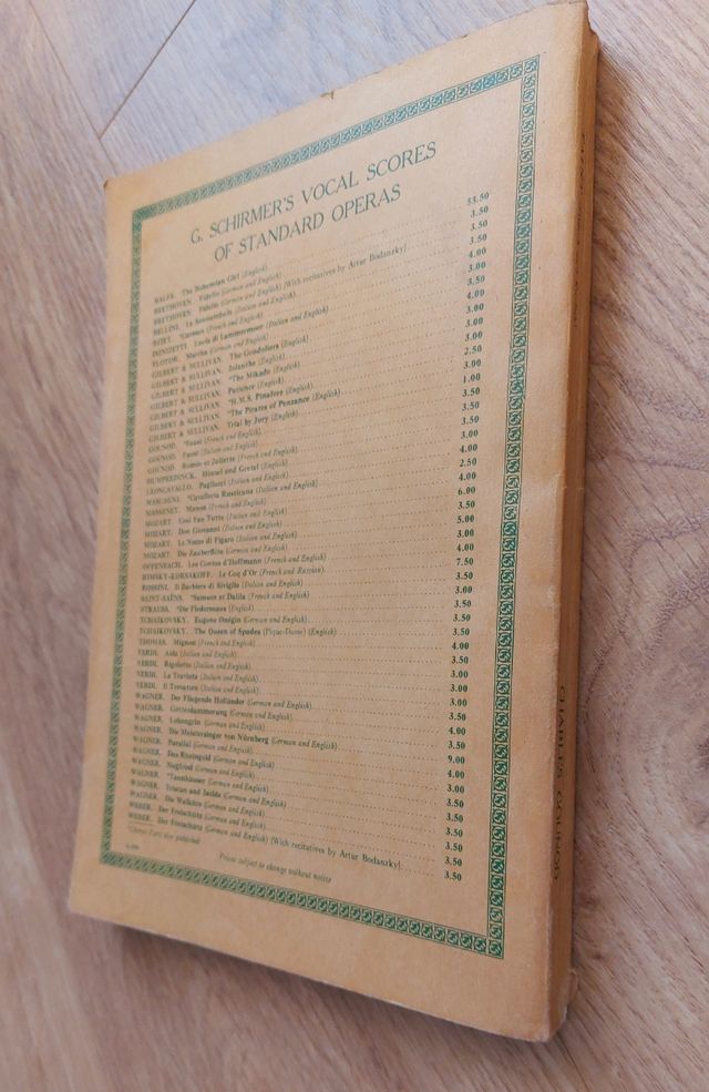 Libro antiguo FAUST Gounod, G. Schirmer Inc. NY