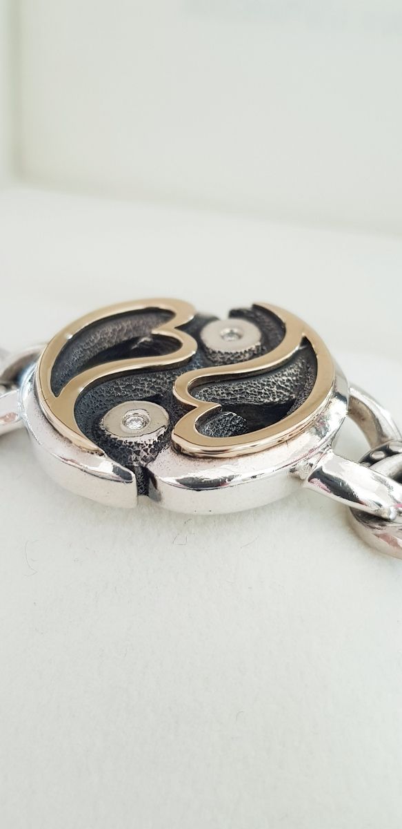 Pulsera unisex diamantes plata oro nuevo a estrena