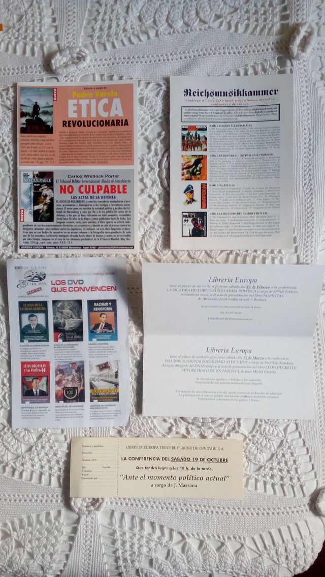 Catálogo Librería Europa Tercer Reich Nazi Hitler