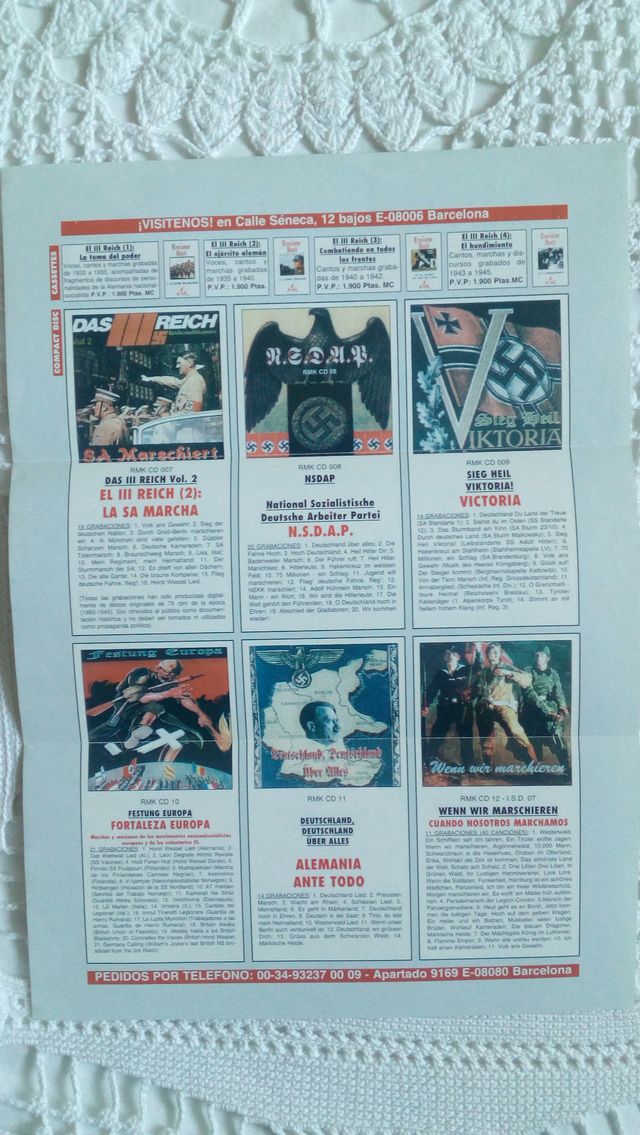 Catálogo Librería Europa Tercer Reich Nazi Hitler