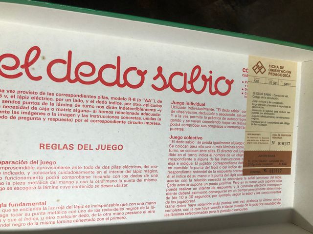 Juego antiguo el dedo sabio conducta vial educa  