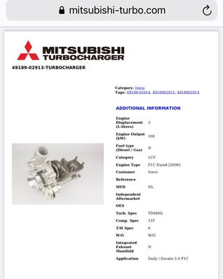 Turbo 49189-02913 iveco reparación desde 99€