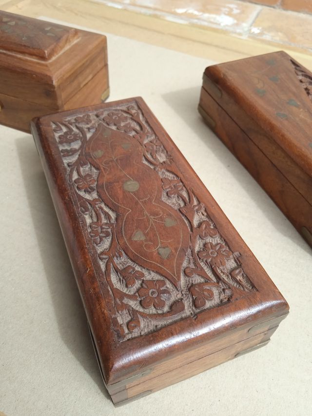 Cajitas iroko decoración artesanas