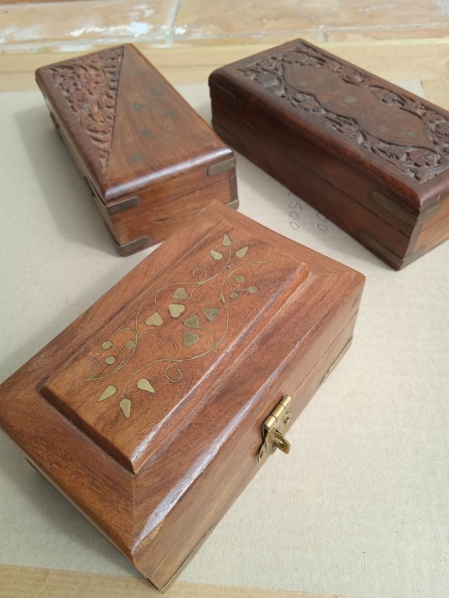 Cajitas iroko decoración artesanas
