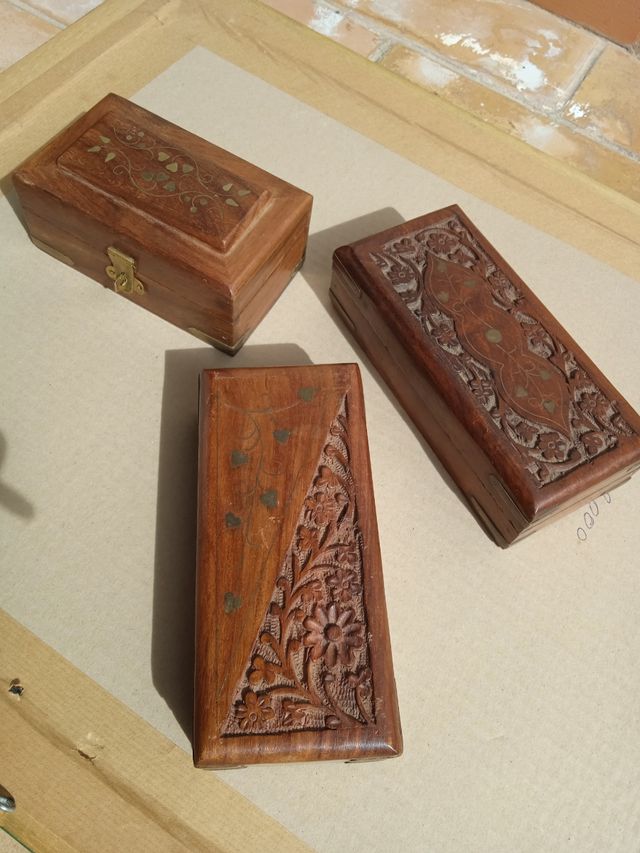 Cajitas iroko decoración artesanas