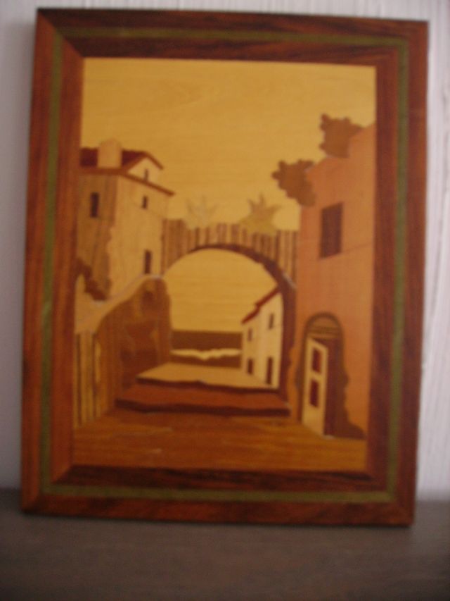 Quadro di legno ad intarsio 23x18 cm