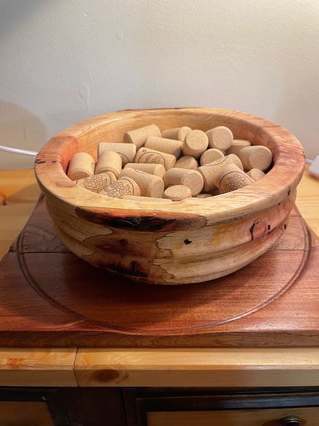 Cuenco de madera maciza de encina