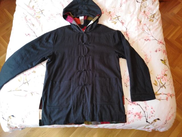 Chaqueta negra cuadros colores reversible