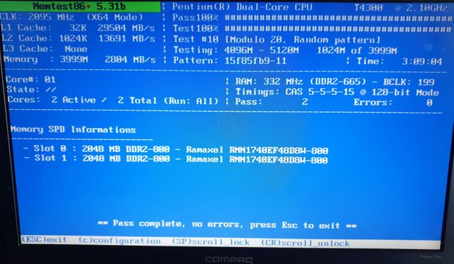 4GB Ramaxel Pareja 2 x 2GB DDR2 PC2-6400 800 MHz