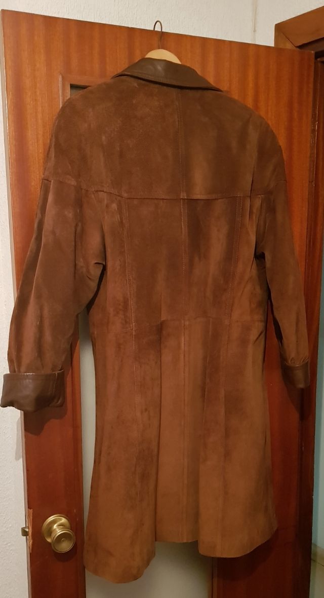 Abrigo piel vuelta y cuero