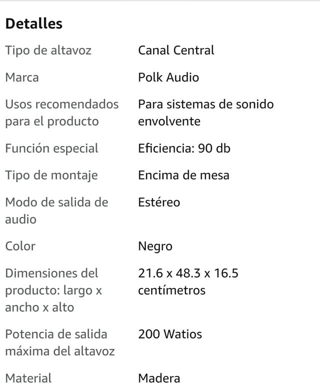 Altavoz central Polk T30