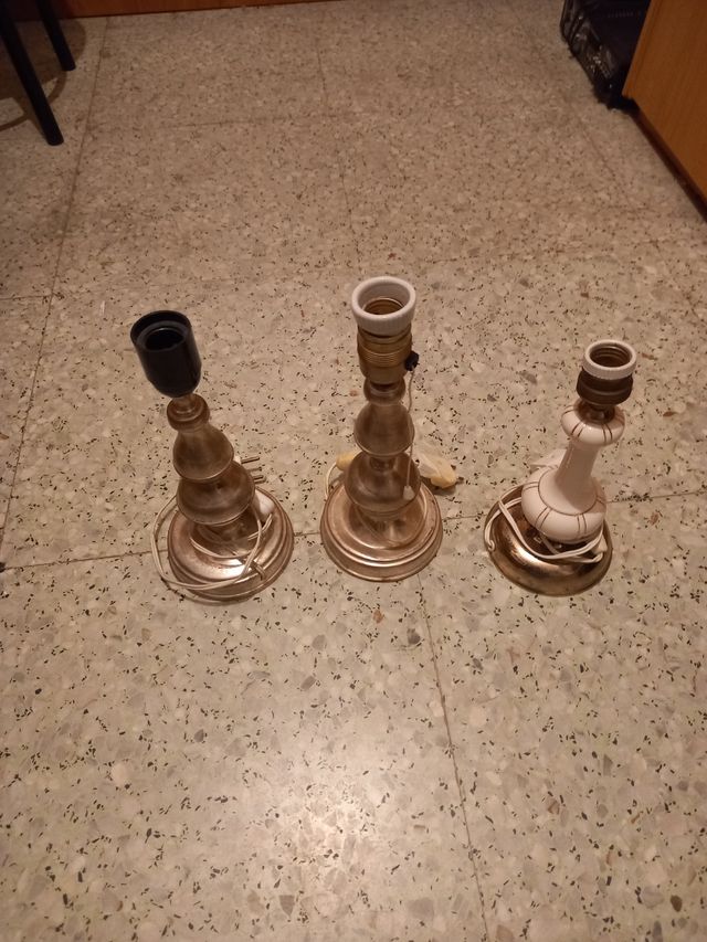 3 lámparas bronce baño plata