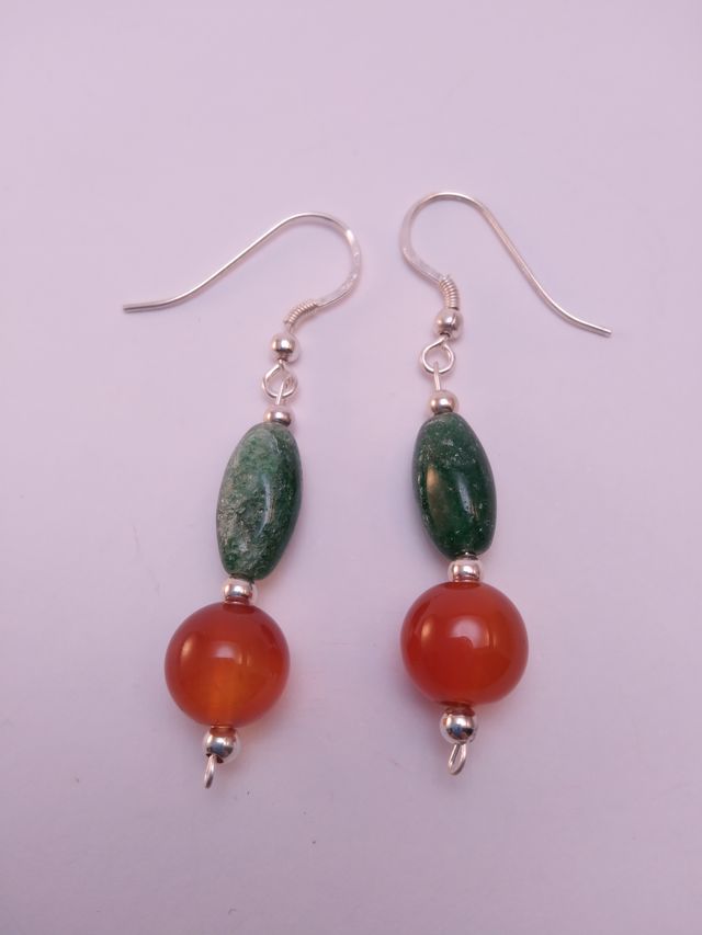 PENDIENTES DE AVENTURINA Y CORNALINA