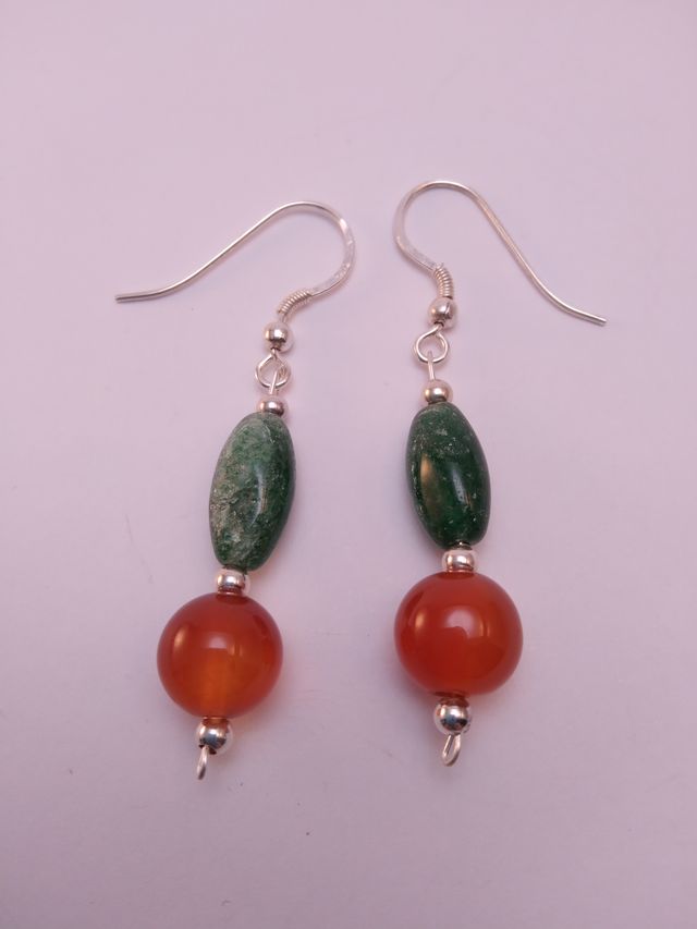 PENDIENTES DE AVENTURINA Y CORNALINA