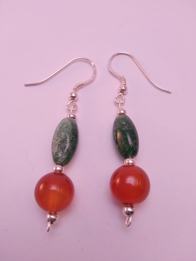 PENDIENTES DE AVENTURINA Y CORNALINA