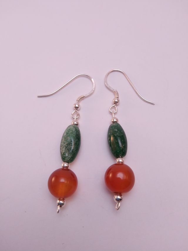 PENDIENTES DE AVENTURINA Y CORNALINA