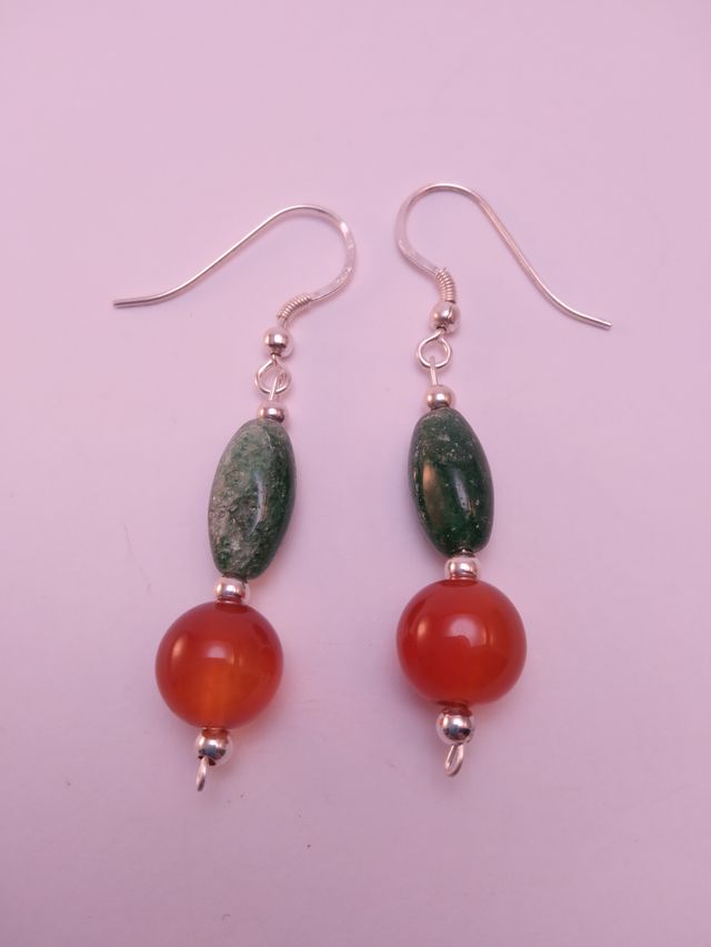 PENDIENTES DE AVENTURINA Y CORNALINA